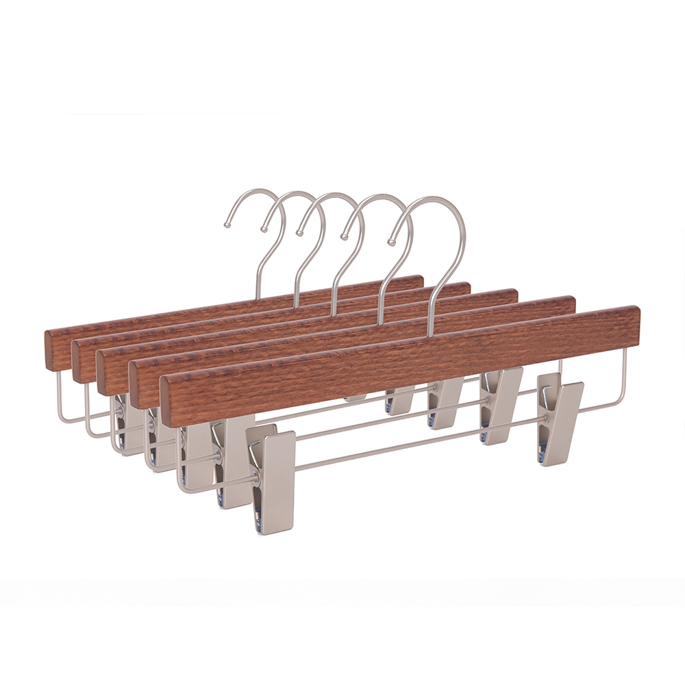 High-Grade Beech Wood Pants Hanger Matte Walnut Finish