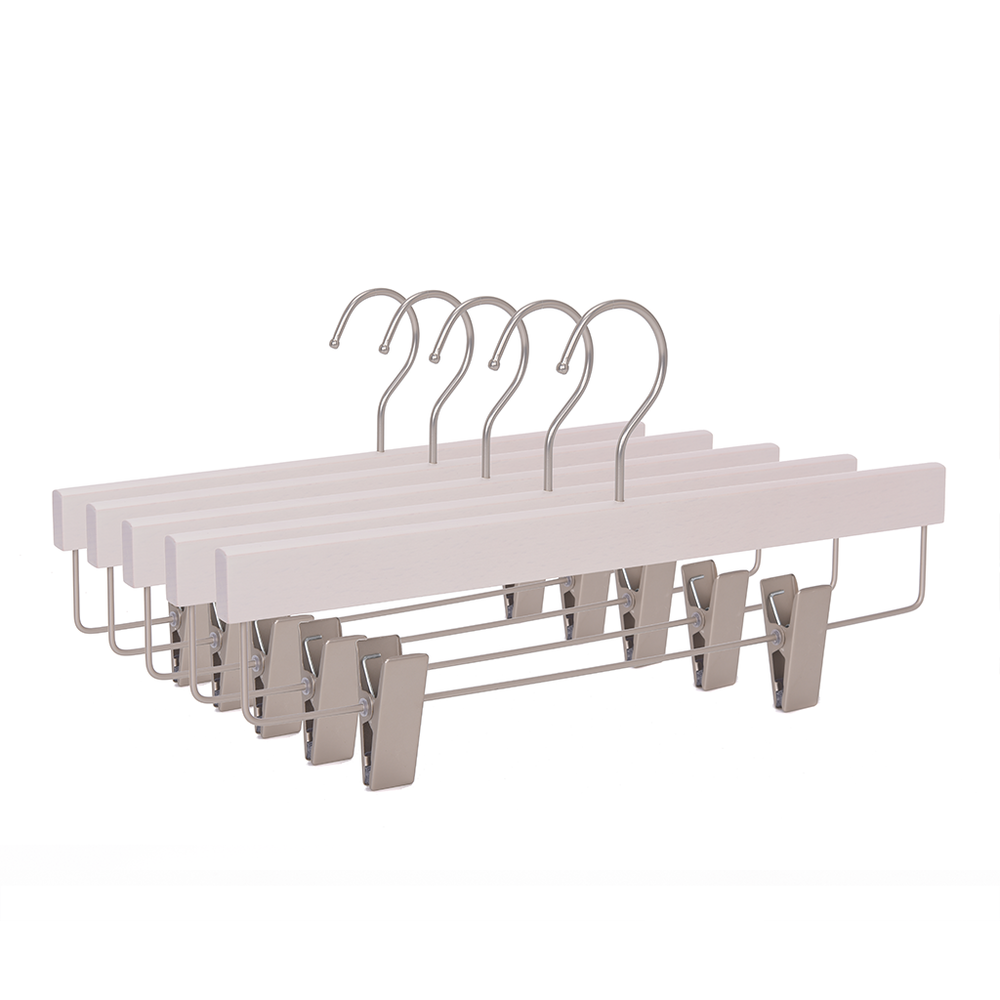 High-Grade Beech Wood Pants Hanger Matte White Wash Finish