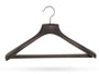 Quality Luxury Curved Wooden Suit Hangers Wide Wood Hanger for Coats and Pants with Velvet Bar Dark Mahogany Finish