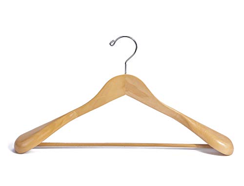 SUNFINE HANGER---Nature Smile Luxury Natural Wooden Suit Hangers - 6 Pack - Wood Coat Hangers,Jacket Outerwear Shirt Hangers,Glossy Finish with Extra-Wide Shoulder, 360 Degree Swivel Hooks & Anti-Slip Bar with Screw
