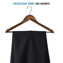 SUNFINE HANGER---High-Grade Wooden Shirt Hangers 20 Pack with Non Slip Pants Bar - Smooth Finish Solid Wood Coat Hanger with 360° Swivel Hook and Precisely Cut Notches for Camisole, Jacket, Pant, Dress Clothes Hangers