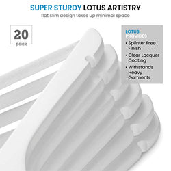 SUNFINE HANGER---High-Grade Wooden Shirt Hangers 20 Pack with Non Slip Pants Bar - Smooth Finish Solid Wood Coat Hanger with 360° Swivel Hook and Precisely Cut Notches for Camisole, Jacket, Pant, Dress Clothes Hangers