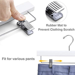 SUNFINE HANGER---Wooden Pants Hangers 10pcs 14inch Wood Skirt Hangers Trousers Bottom Hangers with Adjustable Clips, 360 Swivel Hook, Premium Solid Wood, Natural Wood Hangers Elegant for Closet Organization