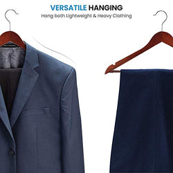 SUNFINE HANGER---High-Grade Wooden Shirt Hangers 20 Pack with Non Slip Pants Bar - Smooth Finish Solid Wood Coat Hanger with 360° Swivel Hook and Precisely Cut Notches for Camisole, Jacket, Pant, Dress Clothes Hangers