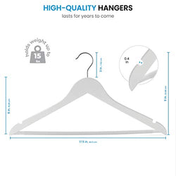 SUNFINE HANGER---High-Grade Wooden Shirt Hangers 20 Pack with Non Slip Pants Bar - Smooth Finish Solid Wood Coat Hanger with 360° Swivel Hook and Precisely Cut Notches for Camisole, Jacket, Pant, Dress Clothes Hangers