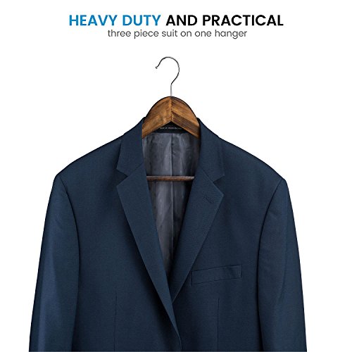 SUNFINE HANGER---High-Grade Wooden Shirt Hangers 20 Pack with Non Slip Pants Bar - Smooth Finish Solid Wood Coat Hanger with 360° Swivel Hook and Precisely Cut Notches for Camisole, Jacket, Pant, Dress Clothes Hangers