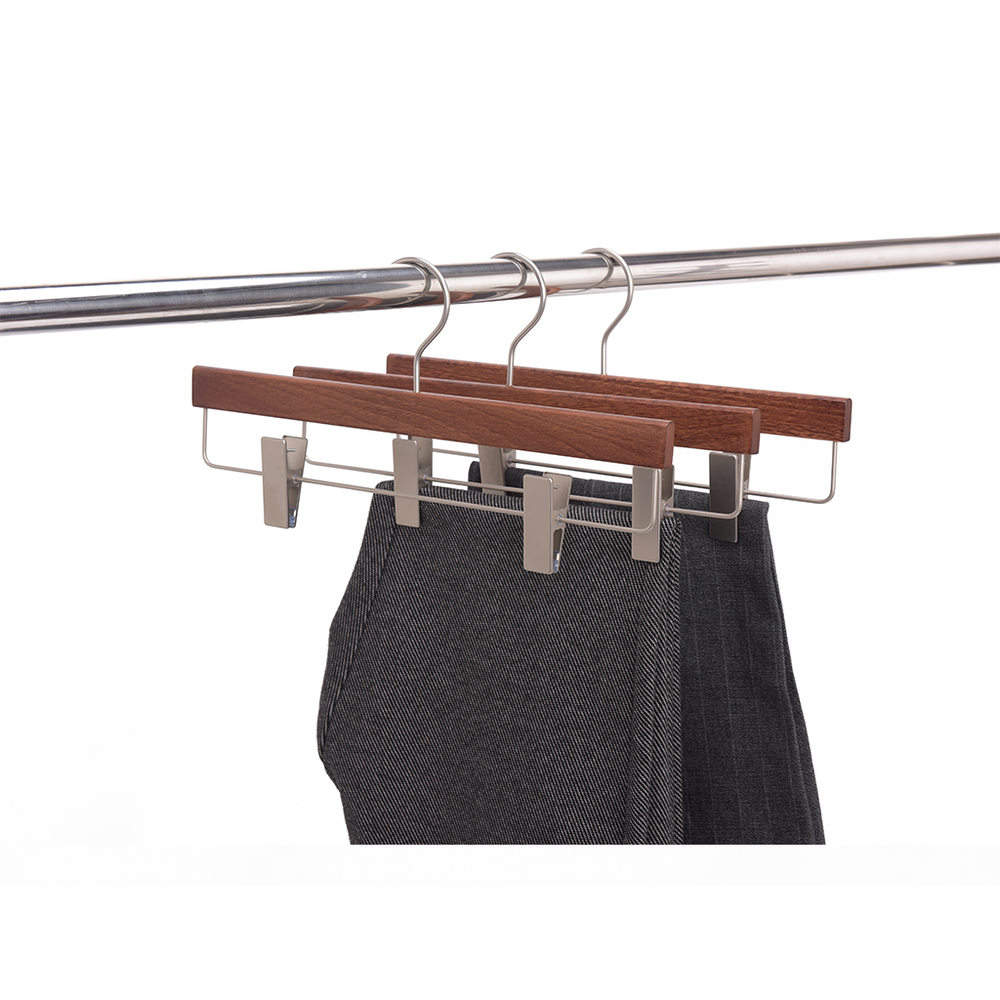 High-Grade Beech Wood Pants Hanger Matte Walnut Finish