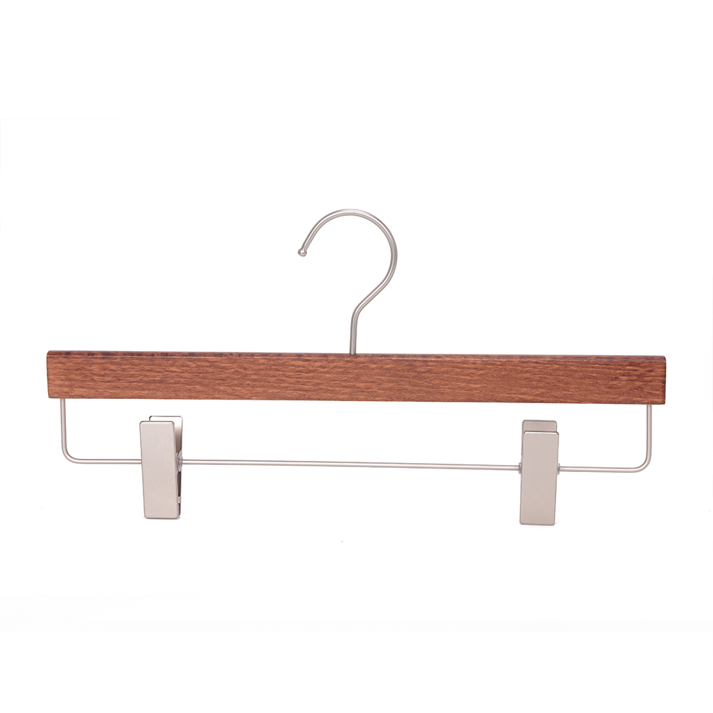 High-Grade Beech Wood Pants Hanger Matte Walnut Finish