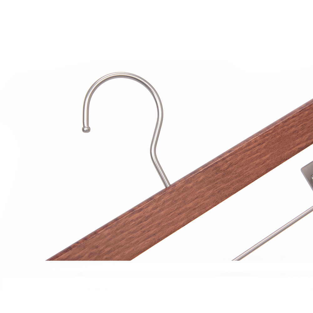 High-Grade Beech Wood Pants Hanger Matte Walnut Finish