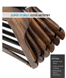 SUNFINE HANGER---High-Grade Wooden Shirt Hangers 20 Pack with Non Slip Pants Bar - Smooth Finish Solid Wood Coat Hanger with 360° Swivel Hook and Precisely Cut Notches for Camisole, Jacket, Pant, Dress Clothes Hangers