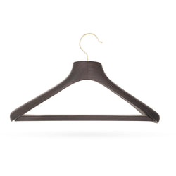 Quality Luxury Curved Wooden Suit Hangers Wide Wood Hanger for Coats and Pants with Velvet Bar Dark Mahogany Finish