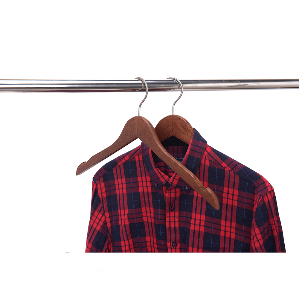 High-Grade Beech Wood Shirt Hanger Matte Walnut Finish