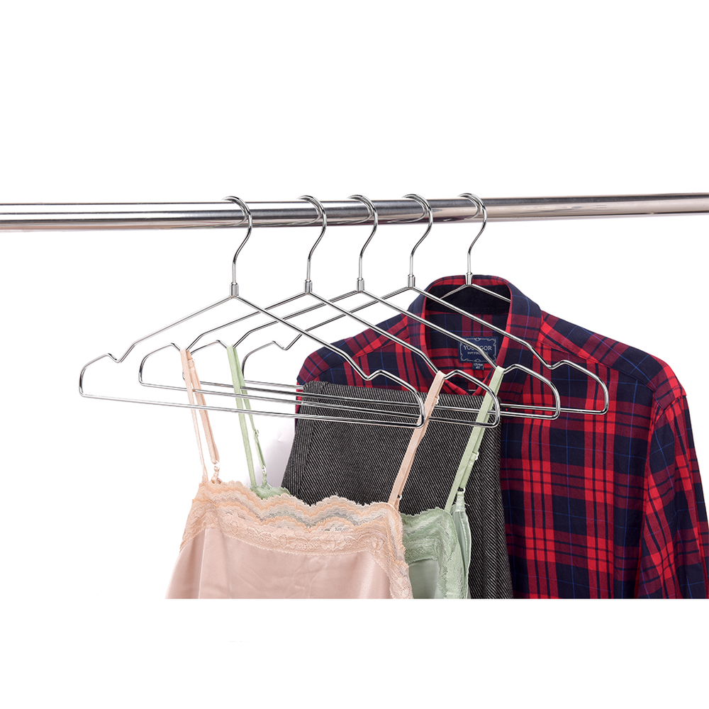 Shiny Chrome Metal Hanger Without Flock Pant Bar