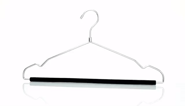 Shiny Chrome Metal Hanger with Flock Pant Bar
