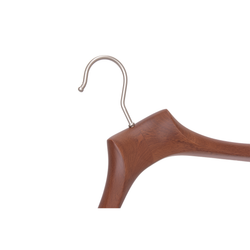 Quality Luxury Curved Wooden Suit Hangers  For Coats And Pants With Velvet Bar Matte Walnut Finish
