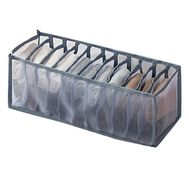 Dormitory closet organizer for socks home separated underwear storage box 7 grids bra organizer foldable drawer organizer