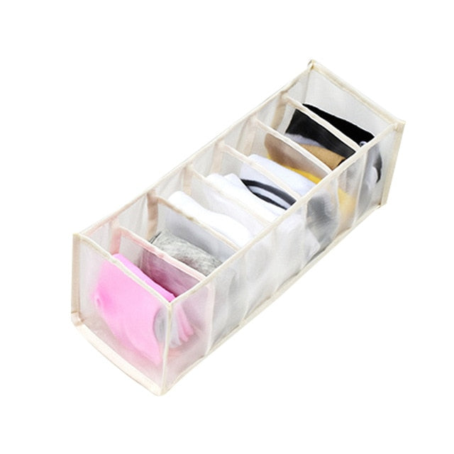 Dormitory closet organizer for socks home separated underwear storage box 7 grids bra organizer foldable drawer organizer