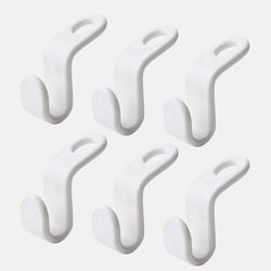 6pcs Multi-function Wardrobe Space-saving Stack Hanger Hook Coat Hook Plastic Closet Stack Hanger Rack Bedroom Storage Organizer
