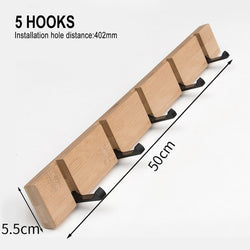 4/5/6 Hooks Wood Wall Hanger Coat Hooks Key Hook Holder Coat Hook Bedroom Door Hat Clothes Rack Hanger Kitchen Toilet Hook
