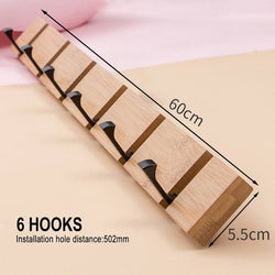 4/5/6 Hooks Wood Wall Hanger Coat Hooks Key Hook Holder Coat Hook Bedroom Door Hat Clothes Rack Hanger Kitchen Toilet Hook
