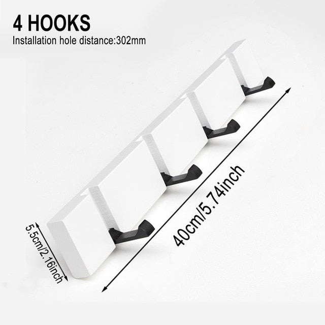 4/5/6 Hooks Wood Wall Hanger Coat Hooks Key Hook Holder Coat Hook Bedroom Door Hat Clothes Rack Hanger Kitchen Toilet Hook