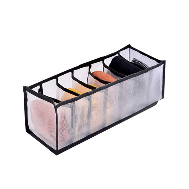 Dormitory closet organizer for socks home separated underwear storage box 7 grids bra organizer foldable drawer organizer